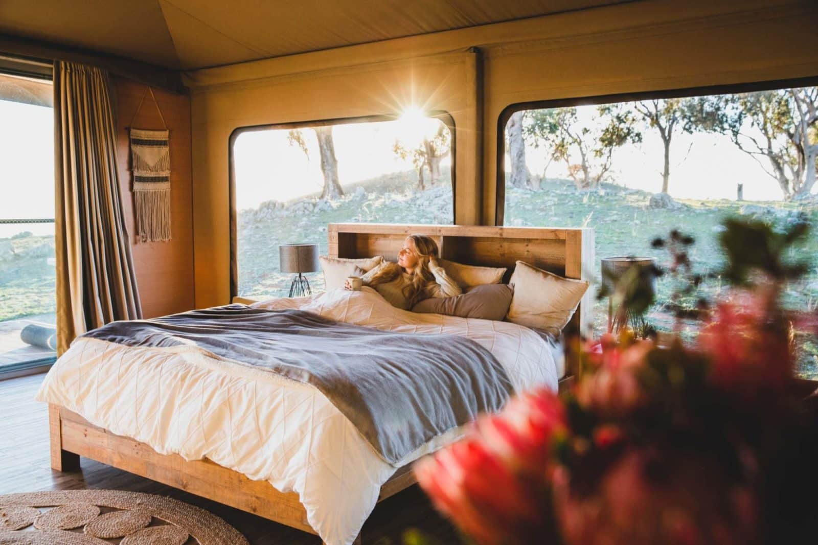 From your queen bed, look out your tent's large screened windows at spectacular views of incredible vistas. Visit attractions such as Glenayr Farm and Lowe Wines, all within a short distance of Sierra Escape.